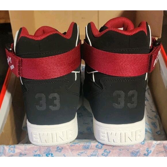 Patrick Ewing Orion Strap 1RBE003-016 *NEW* Men\'s Size 10 Blk/Red/wht